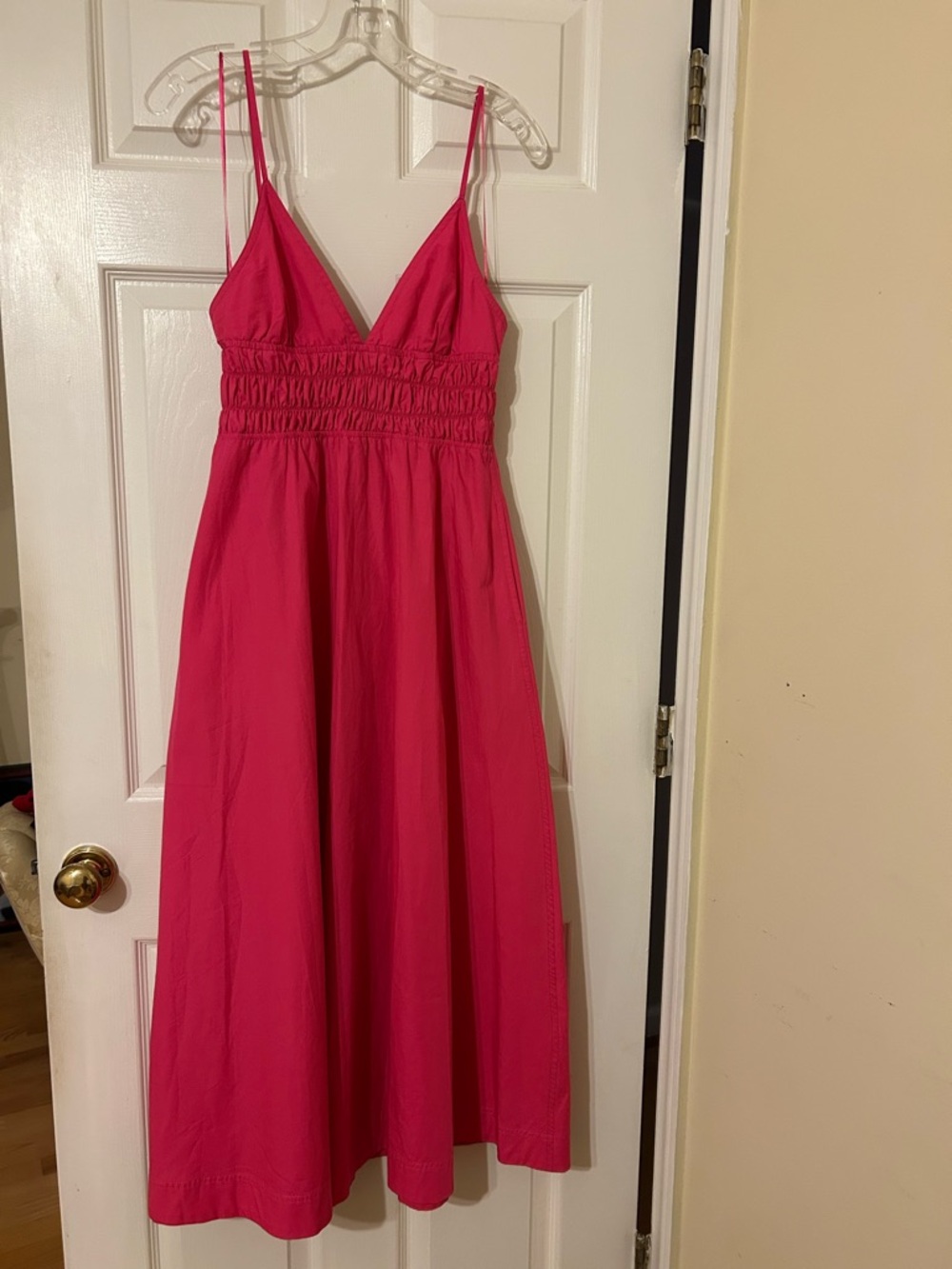 Zara Hot Pink Maxi Dress with Spaghetti Straps